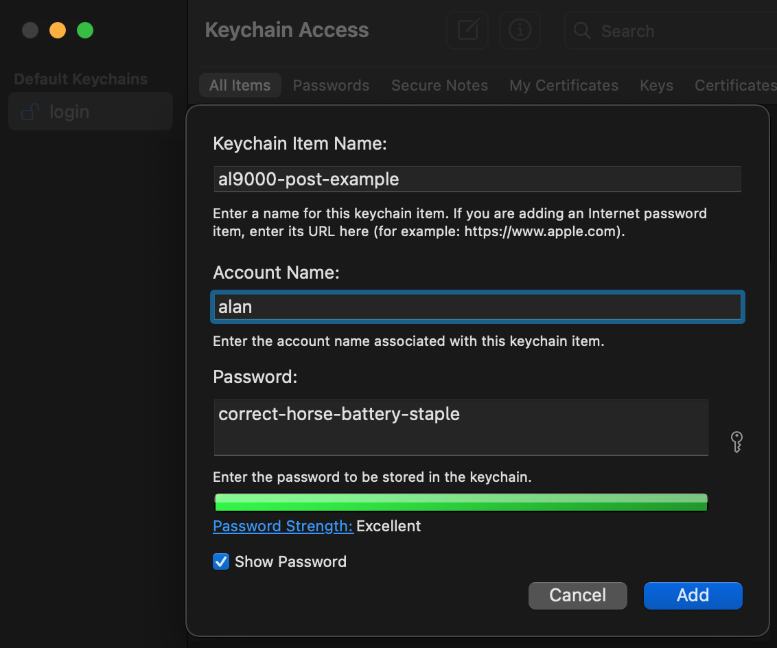 The new password prompt from the macOS KeyChain Access app